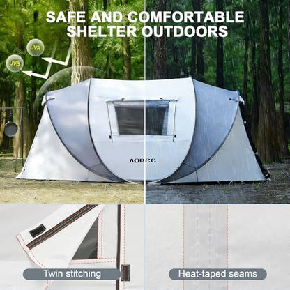 Pop Up Camping Tent, 2/4/6 Person Instant Tent Waterproof PU4500mm, Spacious Ventilated Camping Tent with Front Porch, Quick Setup Lightweight Portable for Outdoor Camping Hiking Beach
