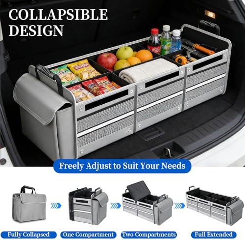 95L Collapsible Car Trunk Organizer, Detachable Insulated Cooler Bag