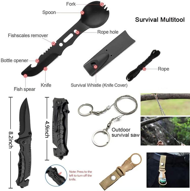 Outdoor Camping Survival Gear and Equipment, Survival Kits Fishing Hunting, Birthday Gifts for Men Dad Him Husband Boyfriend Teen Boy Camping Hiking