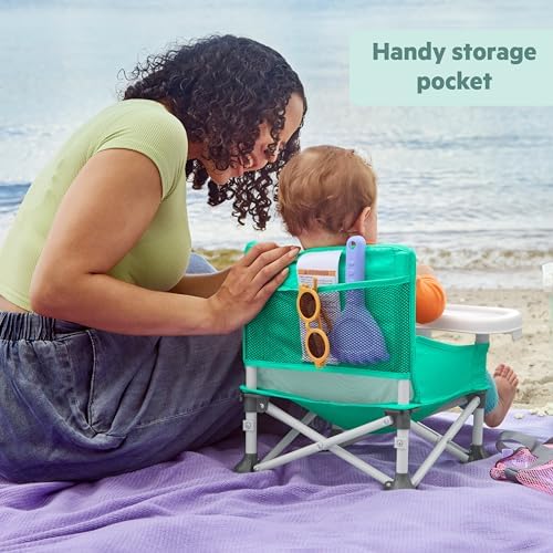 Bright Starts Disney Princess Ariel Pop 'N Sit Portable Booster, Indoor/Outdoor Use, Floor Seat with Feeding Tray, 6 Mos - 3 Yrs