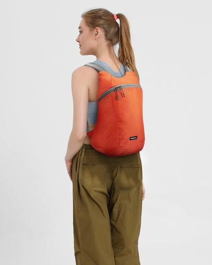 WATERFLY Foldable Lightweight Hiking Backpack: 15L Packable Traveling Daypack Men Women Ultralight Thin Casual Day Pack Bag for Outdoor Sports Camping Beach Park (Orange)