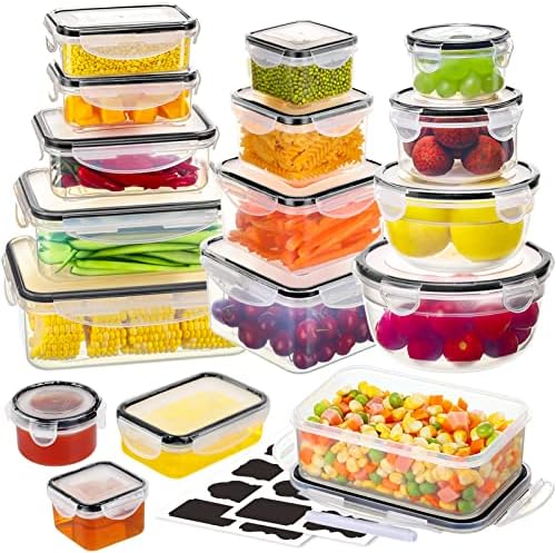 34 PCS Food Storage Containers with Lids Airtight(17 Lids &17 Containers)