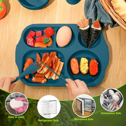 Honoson 24pcs Wheat Straw Dinnerware, Unbreakable, Bright Color