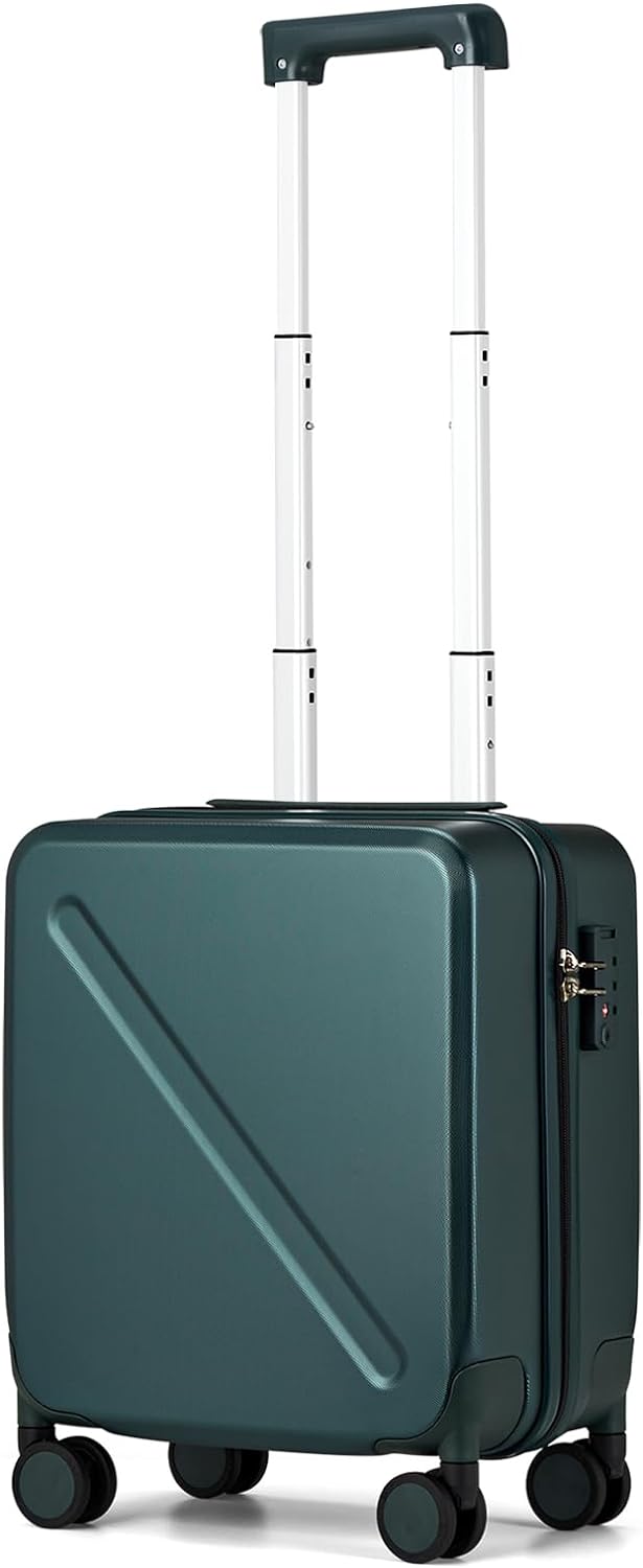 MILADA 16 Inch Underseat Carry On Luggage With Wheels Underseat Carry On Bag Small Suitcase Personal Item Hard Shell Suitcases Mini TSA Approved Carry On Luggage, Blackish Green