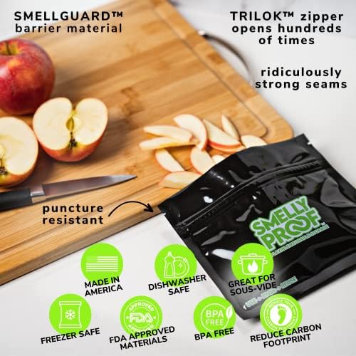 10pk 4-MIL Thick HEAVY DUTY Smelly Proof Reusable Bags Black, USA-Made, Reusable Food Storage Bags, Sandwich Bags, Reusable Freezer Bags, Non-Silicone Bags, 10 x Reusable Bag, 6" x 4"
