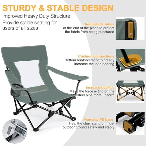 Joyfair Beach Camping Chair (2 Pack), Folding Chair for Adults (Grey)