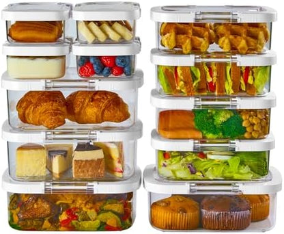 Felli Duo Loc Meal Prep Container for Refrigerator, Leak Proof Stackable Kitchen Tupperware for Leftovers Food Storage Travel Lunch Container, Christmas Gift for Her (Fridge Organizer 12pk)