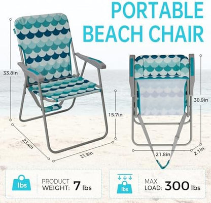 #WEJOY Folding Beach Chairs for Adults, High Back Lightweight for Camp Lawn
