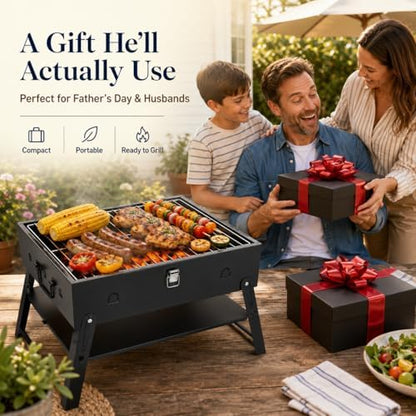 Portable BBQ Charcoal Camping Grill: Tabletop Folding Barbecue Grills