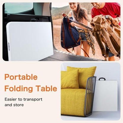 Sweetcrispy 8 FT Folding Picnic Table 2 Pack, Easy to Fold and Store