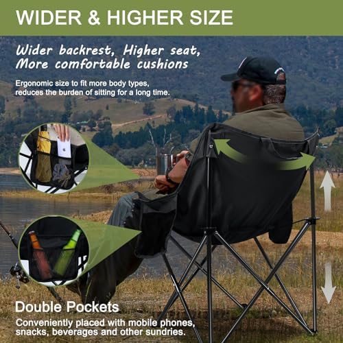 Joyfair Camping Lawn Chair for Adult, Outside Beach Chairs (2 Pack, Black)