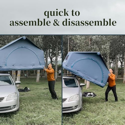 2 Person Inflatable Car Roof Top Tent with Pump,4 Season Waterproof and Sun Resitant Camping Dome Roof Top Tents Camping Tent for SUV, Truck and Universal Cars,Easy Setup