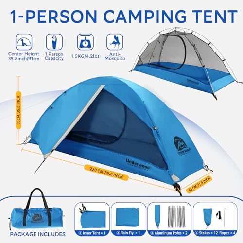 1/2/3/4 Person Lightweight Backpacking Tent, Waterproof Camping Hiking Tent