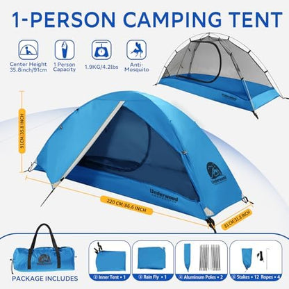 1/2/3/4 Person Lightweight Backpacking Tent, Waterproof Camping Hiking Tent