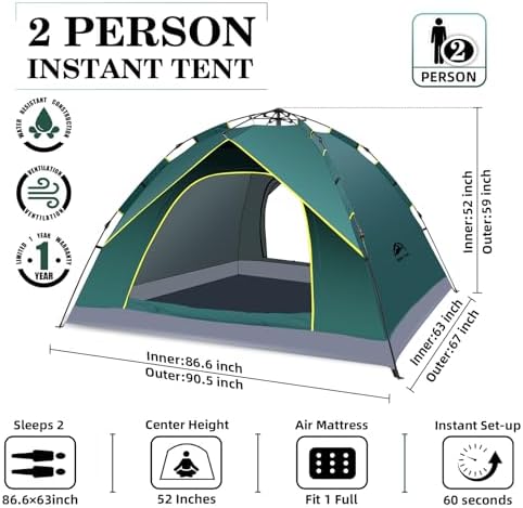 Happy Travel 2/4 Person Camping Tent, Instant Easy Pop Up Tents for Camping