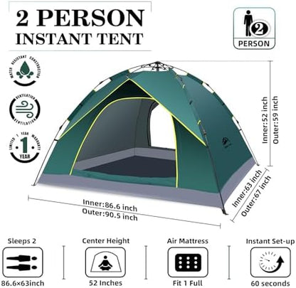 Happy Travel 2/4 Person Camping Tent, Instant Easy Pop Up Tents for Camping