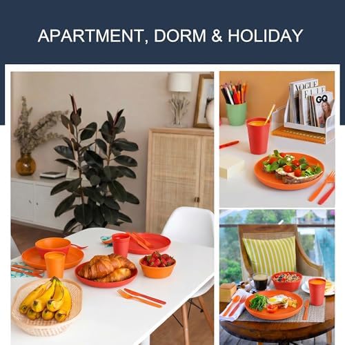42 Piece Dinnerware Set for 6, Unbreakable Plates and Bowls Sets