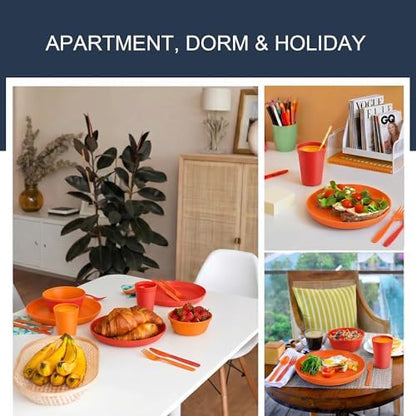 42 Piece Dinnerware Set for 6, Unbreakable Plates and Bowls Sets