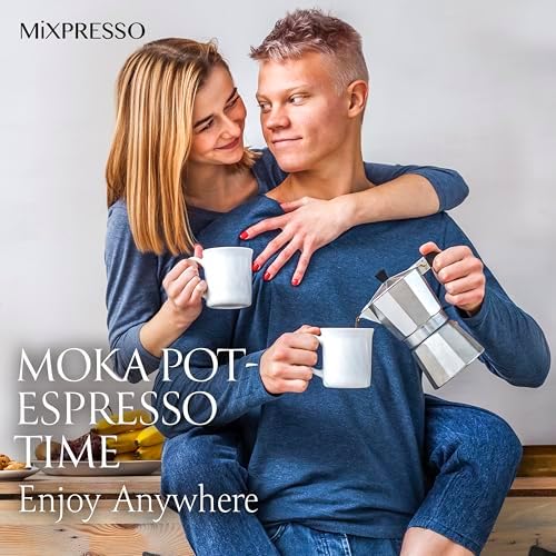 Mixpresso 6 Cup Moka Pot Stovetop Espresso Maker, Italian Cuban Coffee Pot