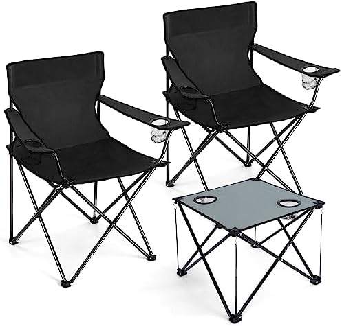 Joyfair Camping Lawn Chairs & Table Set, Large Beach Chairs for Outside