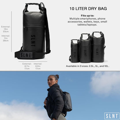 SLNT Waterproof Faraday Dry Bag - 420D Waterproof Nylon Signal Blocking Backpack - Protects Electronics from Water, Spying, Hacking - Blocks RFID, WiFi, Bluetooth, NFC, Cellular, GPS, EMF (10 Liter)
