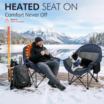 Heated Oversized Camping Chair - Heavy Duty Padded Comfy Warm Outdoor Chair
