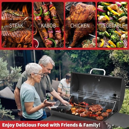 Kendane Barrel Charcoal Grill, Large Charcoal Grills with Side Shelf