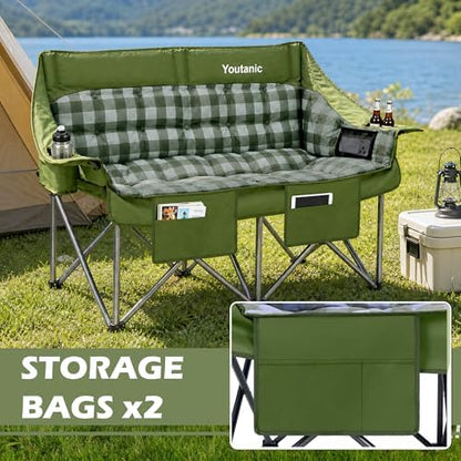 Youtanic 60" Extra Double Camping Chair for Adults, 700lbs Padded Loveseat
