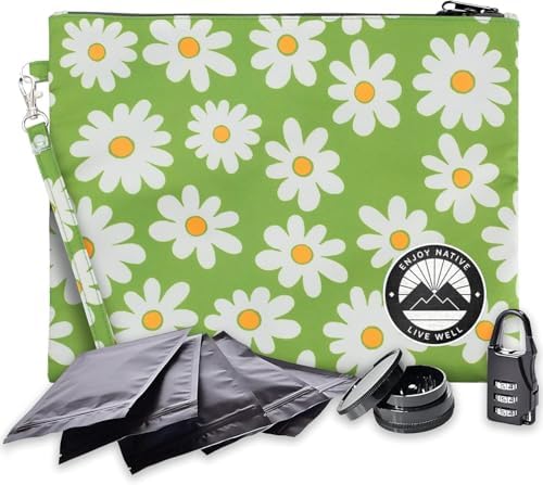 Enjoy Native Smell Proof Bag with Lock 11" x 9", Smell Proof Container, Dog Tested Odor resistant Bags, Best Zipper odor sealing pouch for Herbs, Coffee & Travel Medicine, Scent resistent Containers