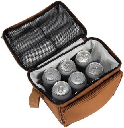 Carhartt Camping Cooler, Worksite Lunch Box, Soft Shell Lunch Bag for Construction Sites, Work and Everyday Use, Brown