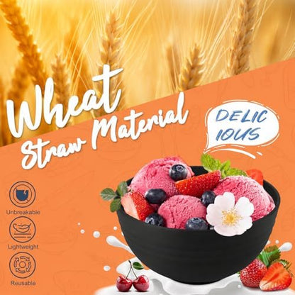 20 PCS Wheat Straw Plates and Bowls Sets,Kids Dishes Dinnerware Sets for 4,Unbreakable Kitchen Plates and Bowls Set for Travel Dishwasher & Microwave Safe Lightweight Dishes Set - BlackGrey