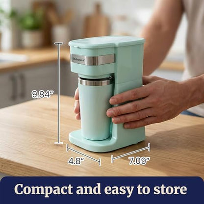 Elite Gourmet EHC113M Personal Single-Serve Compact Coffee Maker, Mint