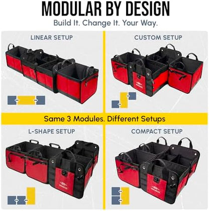Extra Large Modular Car Trunk Organizer System, Red