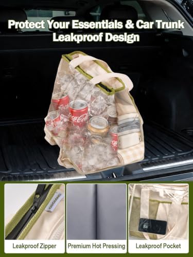 Odoland 2-in-1 Beach Cooler Bag-24 Can + 13L Dry Storage 12H Insulated