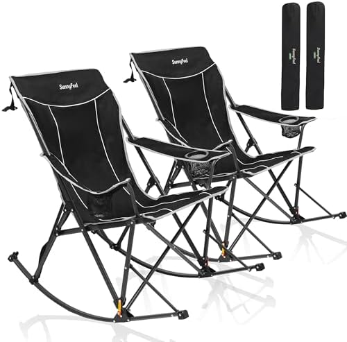 SUNNYFEEL 2 Pack Oversized Folding Rocking Camping Chair 500lbs