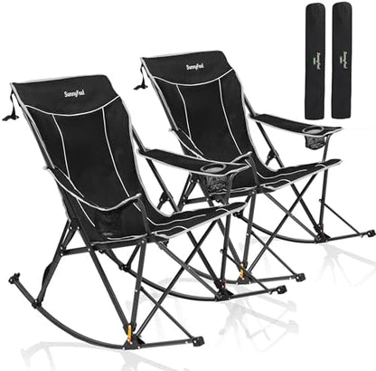 SUNNYFEEL 2 Pack Oversized Folding Rocking Camping Chair 500lbs