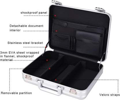 Aluminum Briefcase Metal Toolkit Box TSA Combination Lock Luxury Case with Foam for Wine/Jewellery/Watch/Equipment/Camera