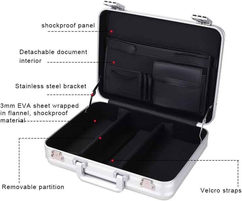 Aluminum Briefcase Metal Toolkit Box TSA Combination Lock Luxury Case with Foam for Wine/Jewellery/Watch/Equipment/Camera