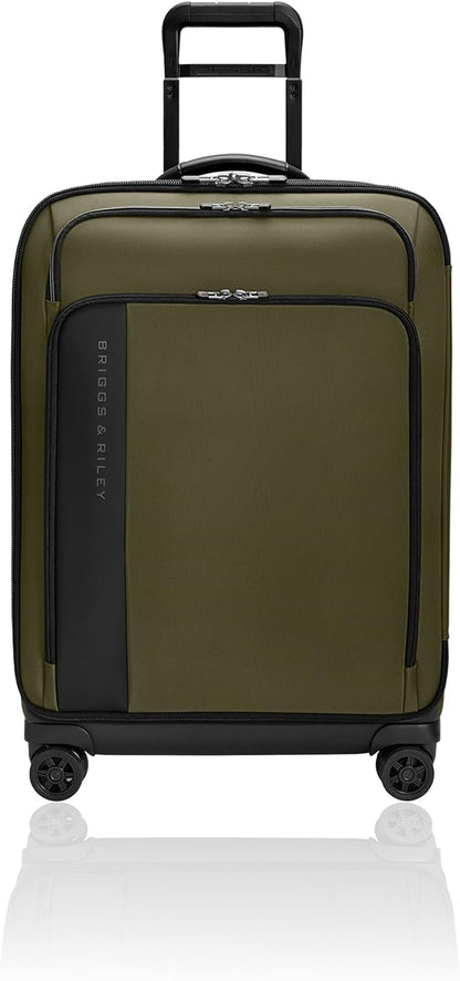 Briggs & Riley 26" Medium Expandable Spinner - Checked Luggage for Travel, Suitcases with Wheels, Softside Rolling Bag for Men & Women - ZDX Collection, Hunter