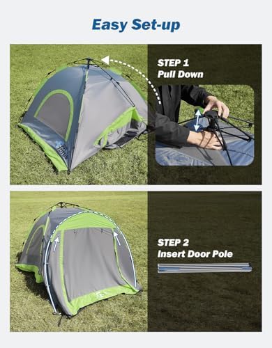 JOYTUTUS Semi-Automatic Truck Bed Tent with Awning, Easy Set-up with Pre-Assembled Design, 2 Person Portable Truck Camping Tent with Rainfly for 5.0FT-6.5FT Pickup Truck Bed, Waterproof PU2000mm
