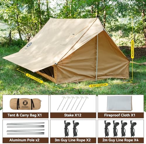 2 Person Hot Tents for Camping with Stove Jack, 4 Season Cabin Winter Tent