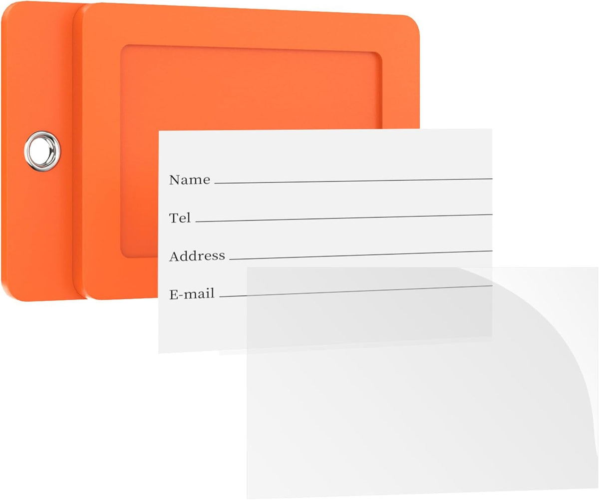 Gostwo 2 Pack Luggage Tags for Suitcases, 26 Initial Letter Travel Luggage Baggage Identification Labels ID Tag Fully Bendable Tags with Stainless Steel Loop (Orange) (Letter P)