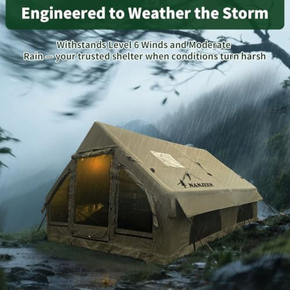 NANJEEN® Large Luxury Inflatable Camping Tent,Wind & Rain Resistant,12㎡ Interior,2-10 Person Shelter,8 Minutes Fast Setup with Hand Pump,All-Season Ready,Dual Doors,Mosquito-Proof Mesh Windows