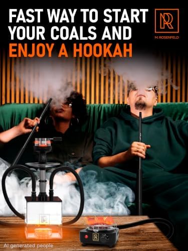 M. ROSENFELD Hookah Coal Burner 500W with Grid - Coal Burner for Hooka Cubes Black Heat Hookah Charcoal Burner Electric for Shisha with Grill & Free Hooka Tongs Hooka Stove - 304 Stainless Steel
