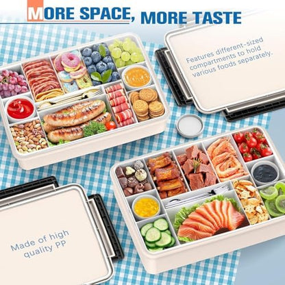 Chilled Portable Snackle Box Container, Beach Essentials for Summer, Divided Serving Tray with Reusable Ice Pack & Insulated Bag, Snack Containers for Road Trip Charcuterie Snack Picnic