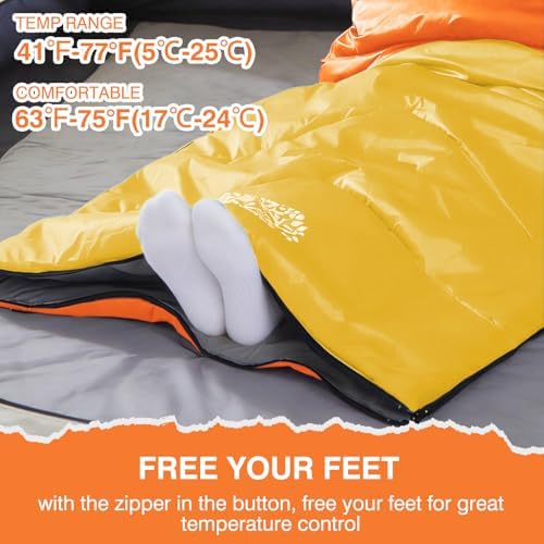 Sleeping Bags for Adults & Kids for Camping Hiking Trips Warm Cool Weather, Lightweight and Waterproof with Compression Bag, 3-4 Season Indoors Outdoors Activities