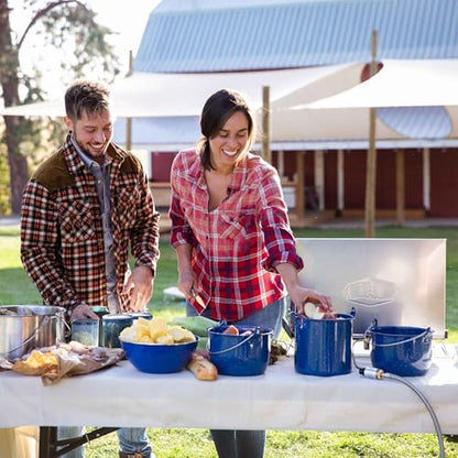 GSI Outdoors 1.75 qt Straight Pot w/Lid & Handle - Enamelware for Cooking Outdoors, Camping & Travel
