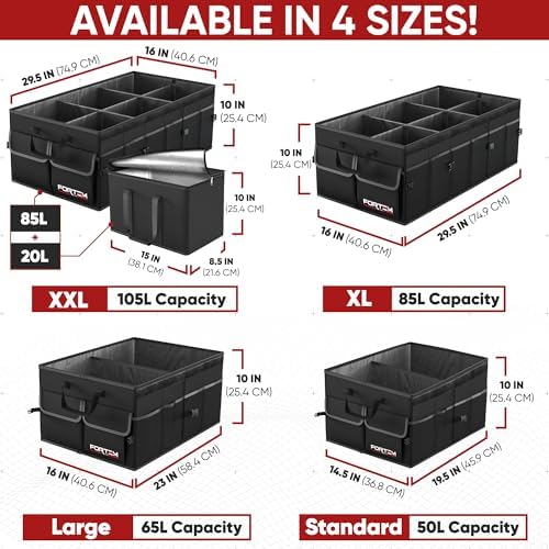 FORTEM Trunk Organizer - Foldable Car Organizer with Cooler for SUV, Trucks