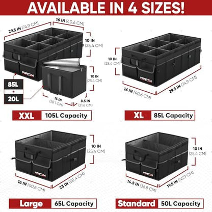 FORTEM Trunk Organizer - Foldable Car Organizer with Cooler for SUV, Trucks
