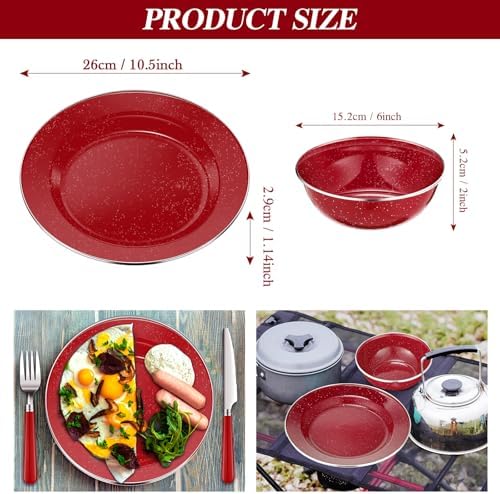 Nuogo 12 Pcs Enamel Camping Tableware Set Dinnerware Kit